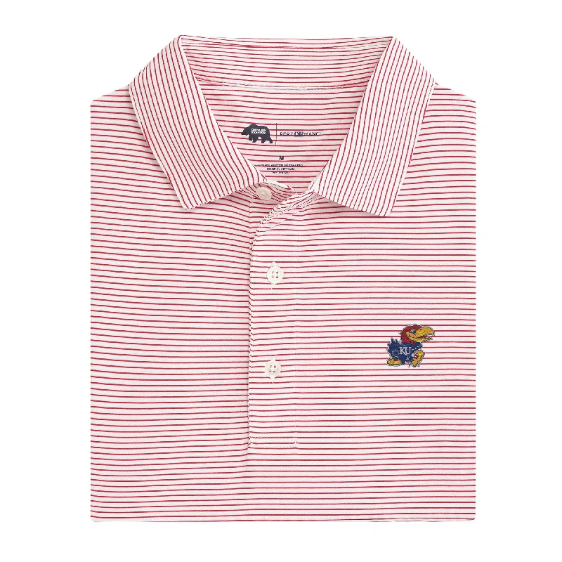 men's unique polo shirts-Birdie Stripe Kansas Performance Polo