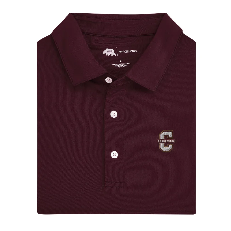 men's minimalist polo shirts-Solid College Of Charleston Performance Polo