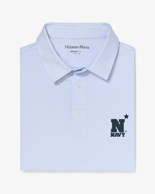 men's classic polo shirts-Light Blue White Stripe