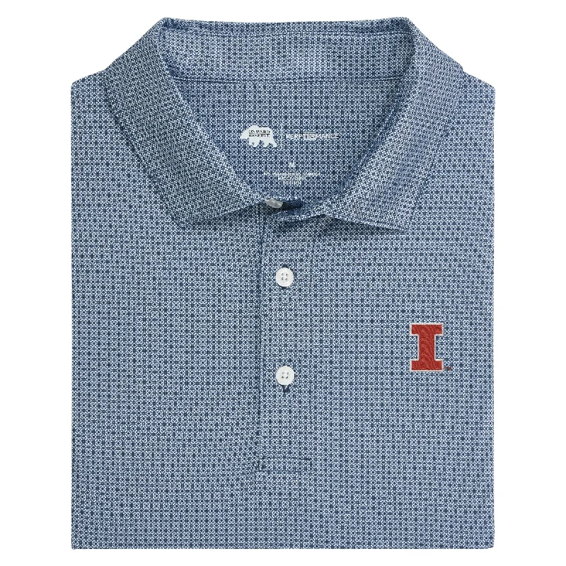 men's fashion polo shirts-Illinois Range Printed Performance Polo