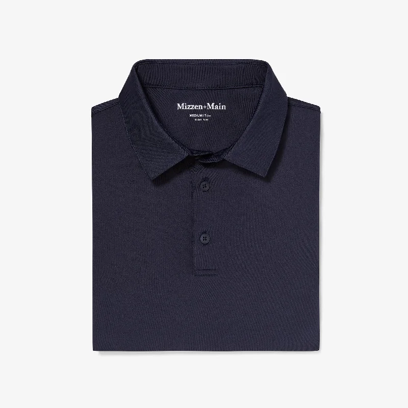 men's golf polo shirts-Navy Solid