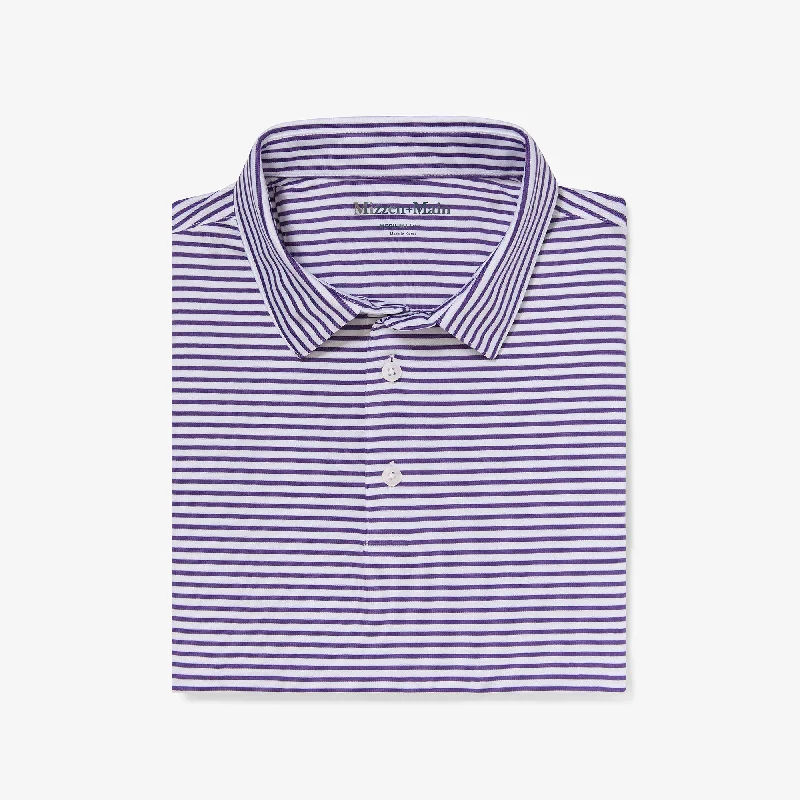 men's color block polo shirts-Purple Stripe