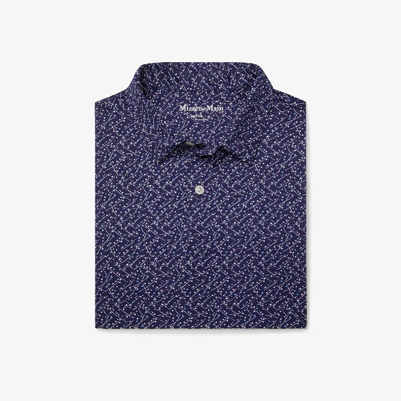 men's tapered fit polo shirts-Indigo Confetti