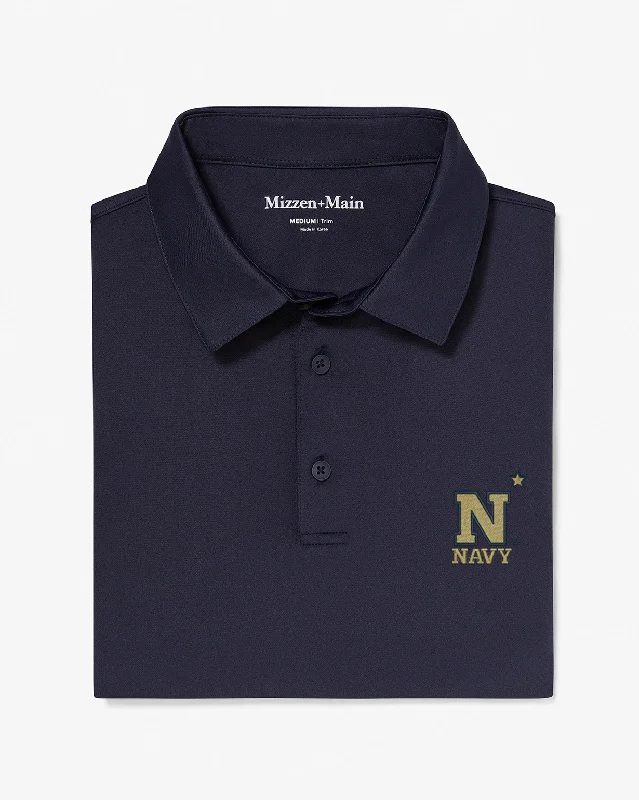 men's slim fit polo shirts-Navy Solid