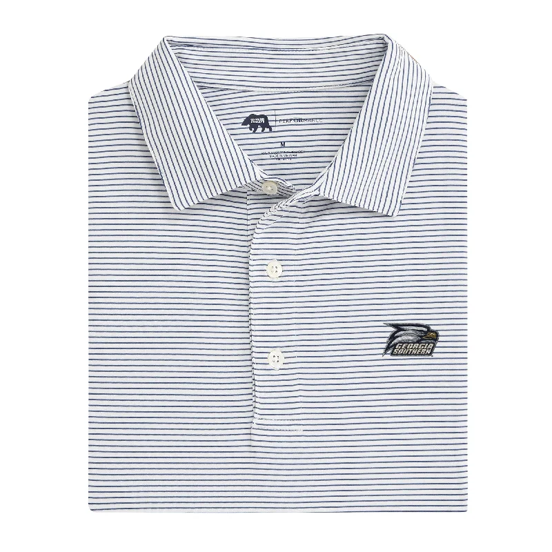 men's high-quality polo shirts-Birdie Stripe Georgia Southern Performance Polo