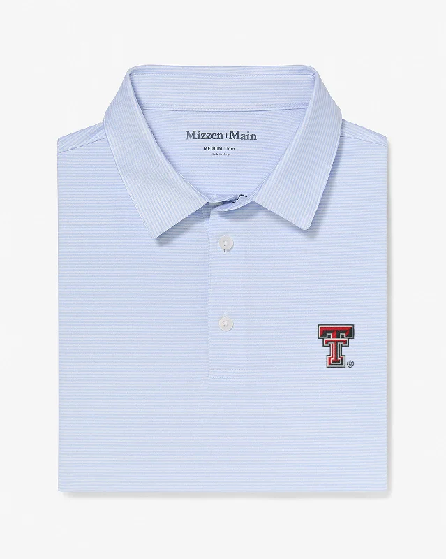 men's high-quality polo shirts-Light Blue White Stripe