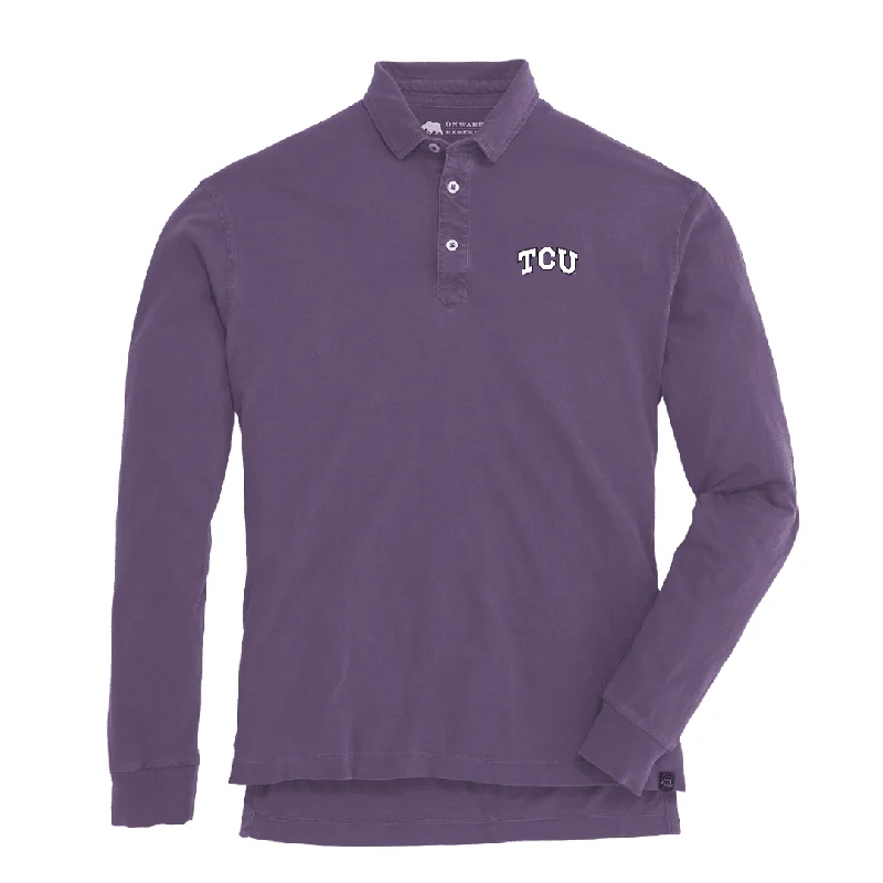 men's party polo shirts-TCU Perry Long Sleeve Polo