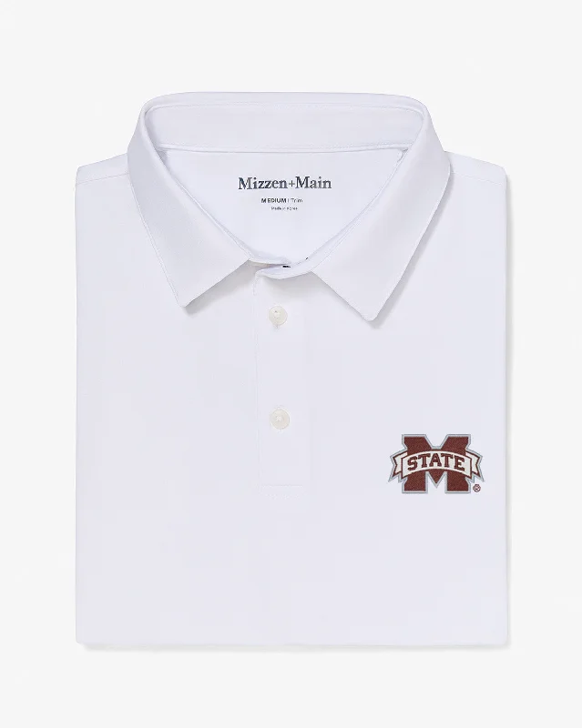 men's elegant polo shirts-White Solid