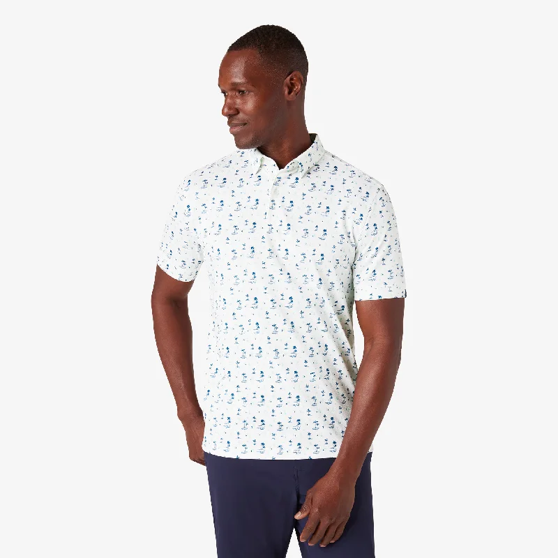 men's fashion-forward polo shirts-White Lone Cacti