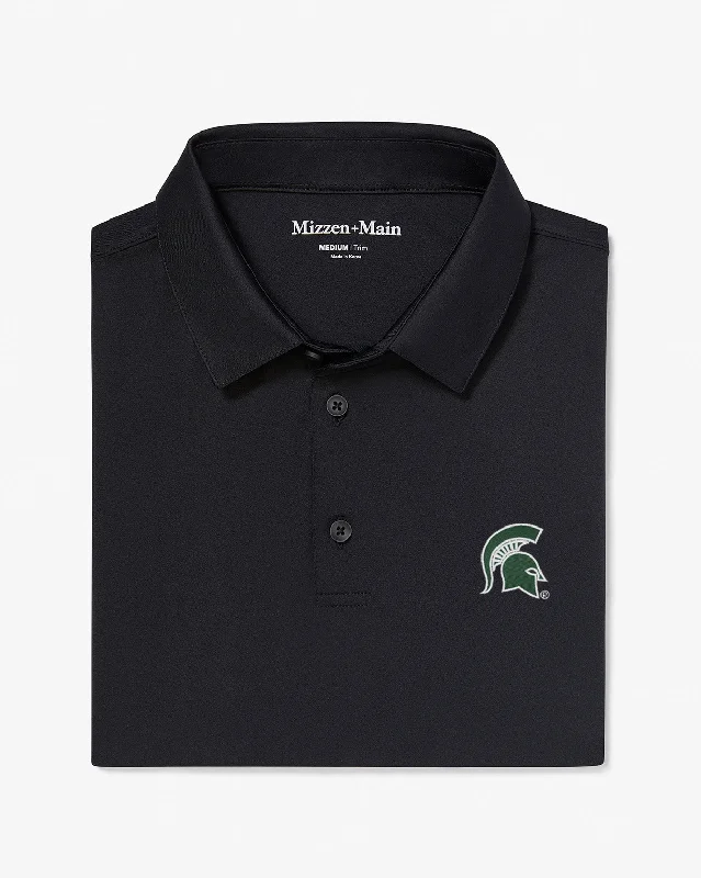 men's fall polo shirts-Black Solid