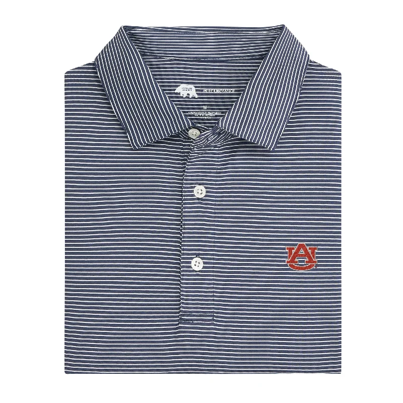 men's hipster polo shirts-Birdie Stripe Auburn Performance Polo