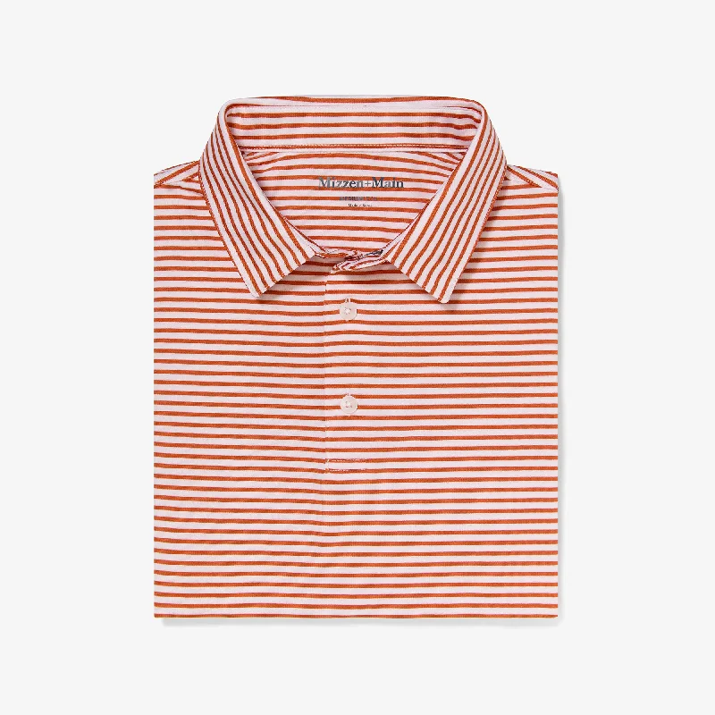 men's contrast collar polo shirts-Burnt Orange Stripe