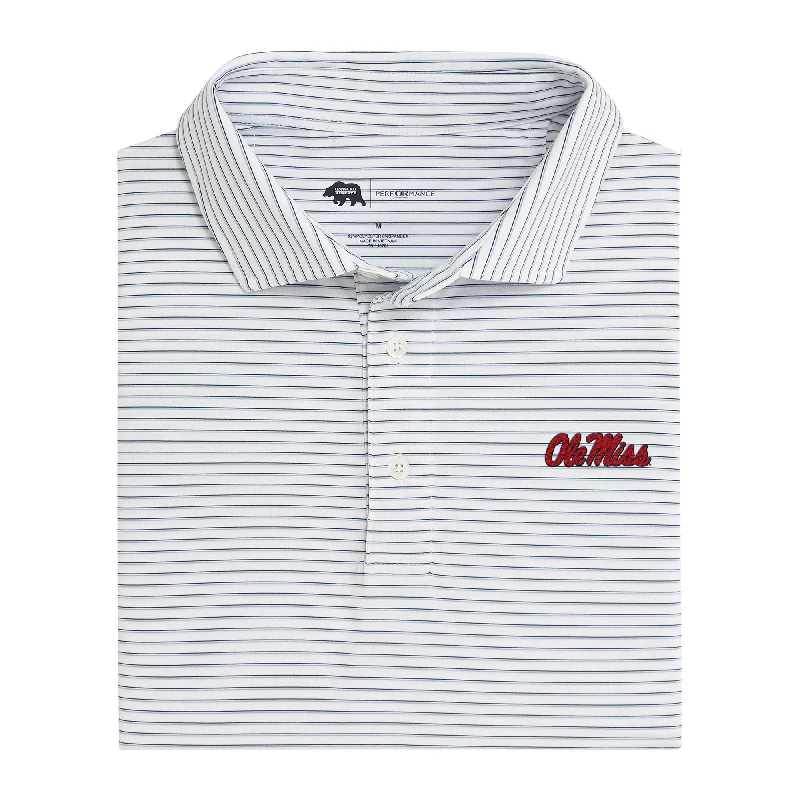 men's two-tone polo shirts-Ole Miss Scout Stripe Performance Polo