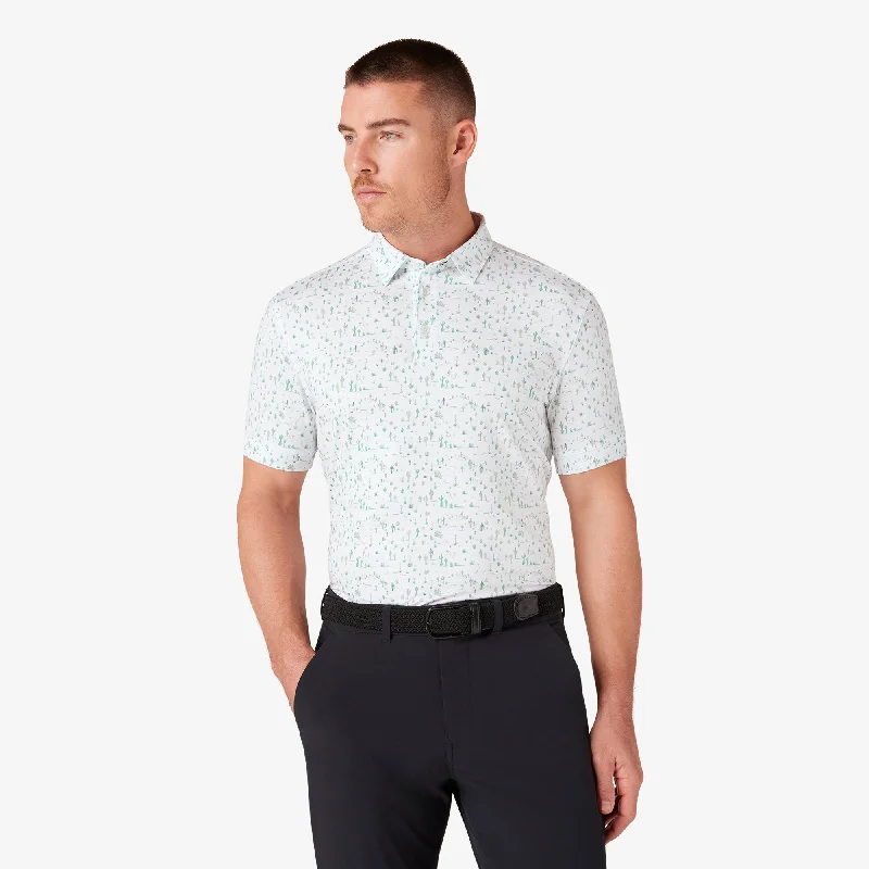 men's tech fabric polo shirts-White Cacti