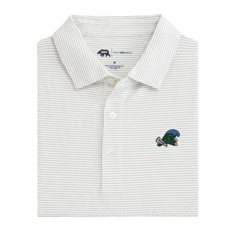 men's popular polo shirts-Birdie Stripe Tulane Performance Polo