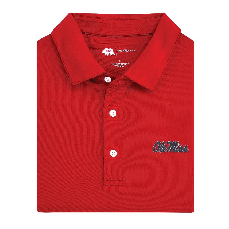 men's embroidered polo shirts-Ole Miss Solid Performance Polo