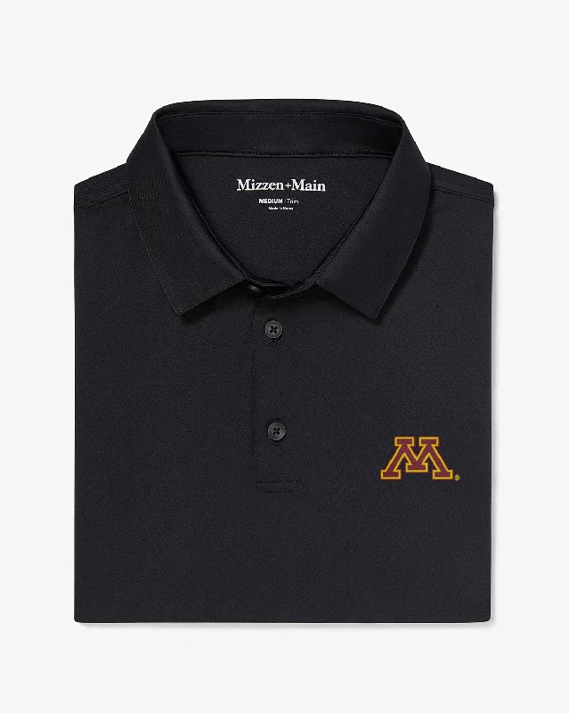 men's winter polo shirts-Black Solid