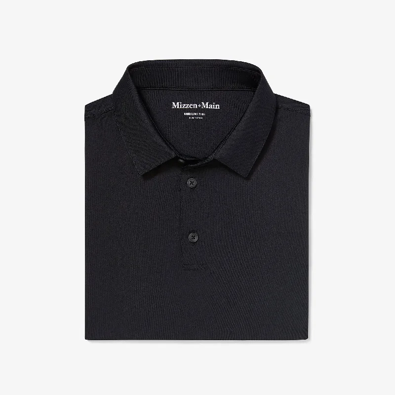 men's office polo shirts-Black Solid