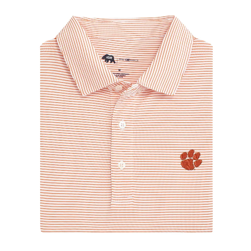 men's bestselling polo shirts-Birdie Stripe Clemson Paw Polo