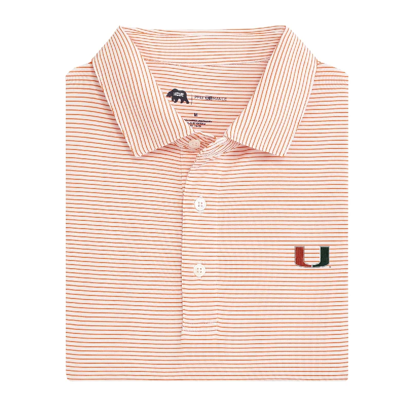 men's soft polo shirts-Birdie Stripe Miami Performance Polo