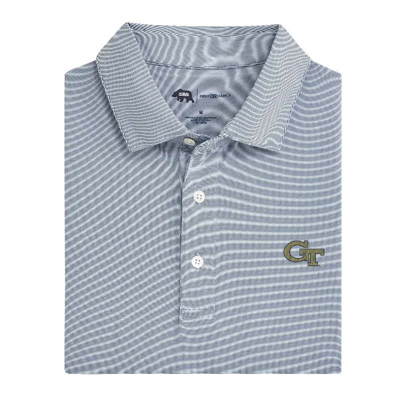 men's budget polo shirts-Hairline Stripe Georgia Tech Performance Polo