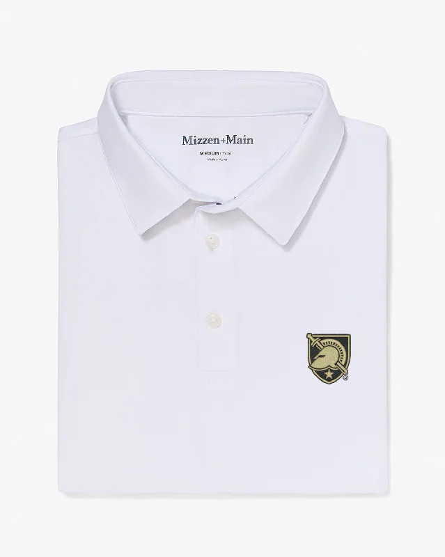 men's long sleeve polo shirts-White Solid