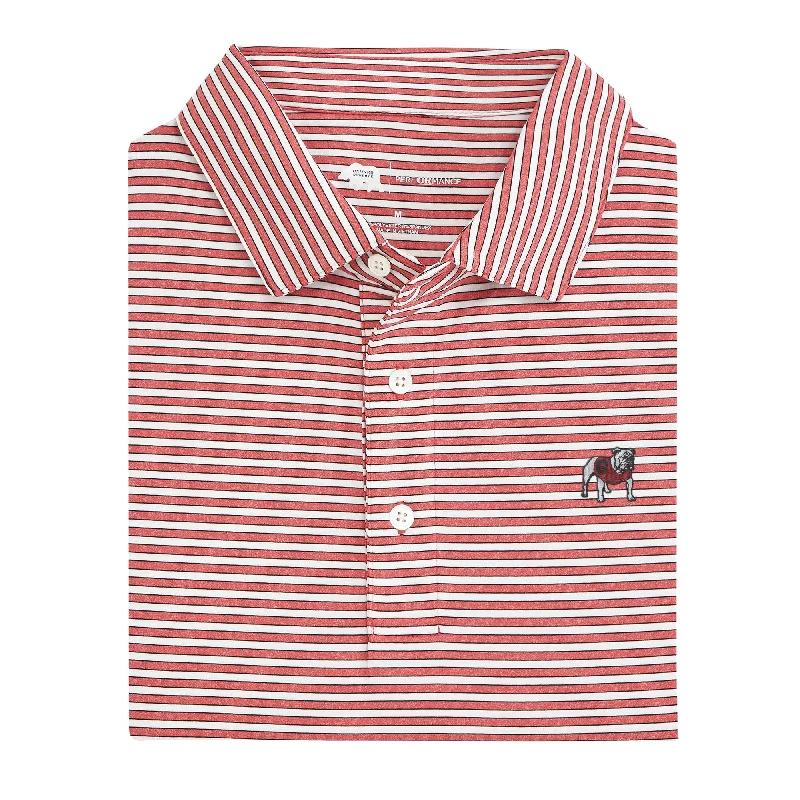 men's patterned polo shirts-Standing Bulldog Mulligan Stripe Performance Polo