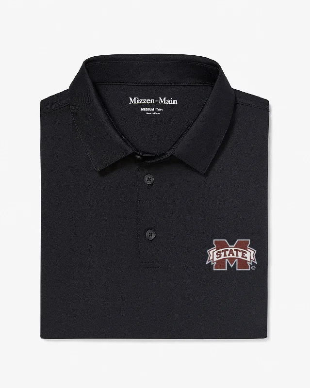 men's simple polo shirts-Black Solid