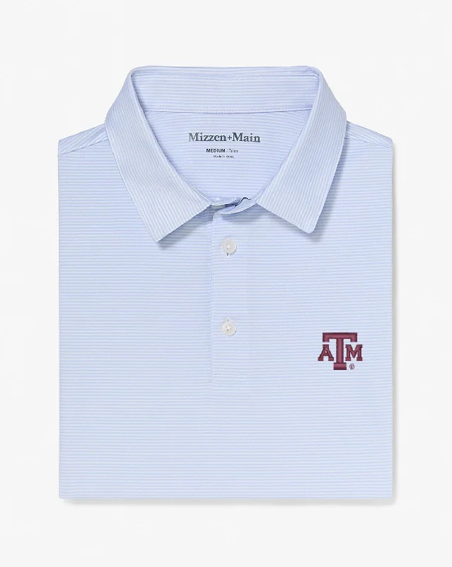 men's chic polo shirts-Light Blue White Stripe