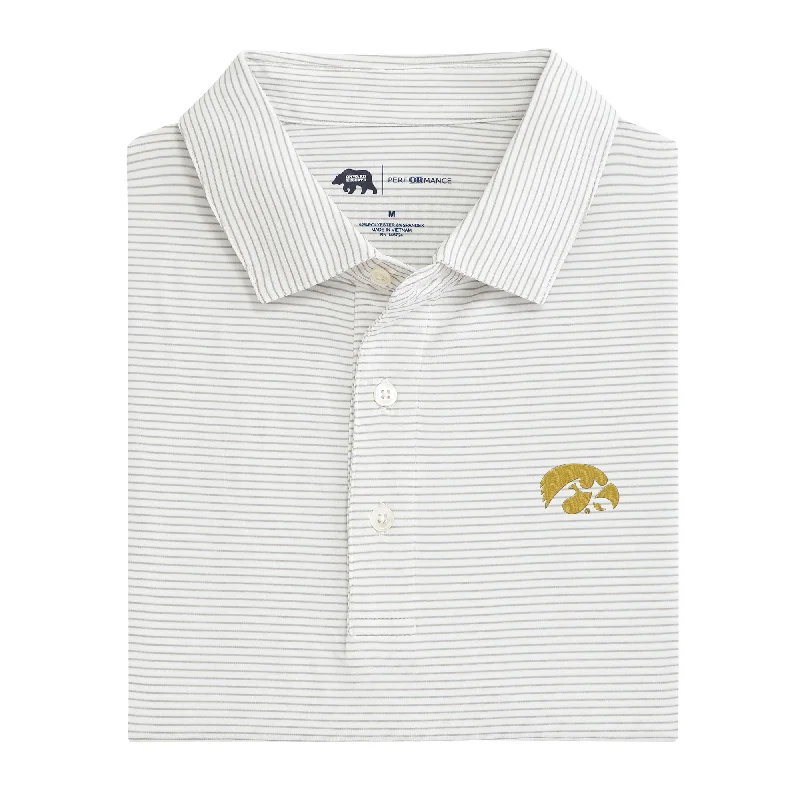 men's tapered fit polo shirts-Birdie Stripe Iowa Performance Polo