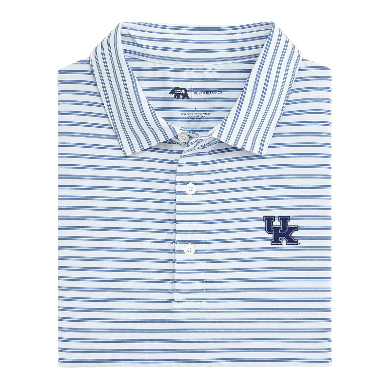 men's embroidered polo shirts-Kentucky Wedge Stripe Performance Polo