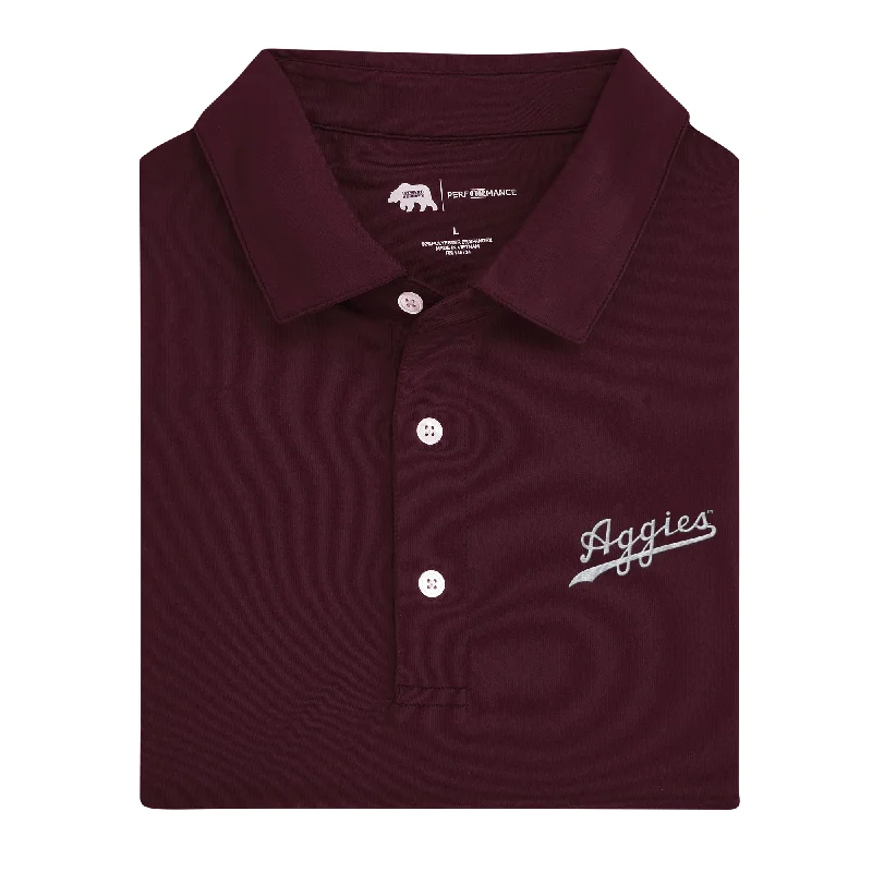 men's cool polo shirts-Solid Aggies Script Polo