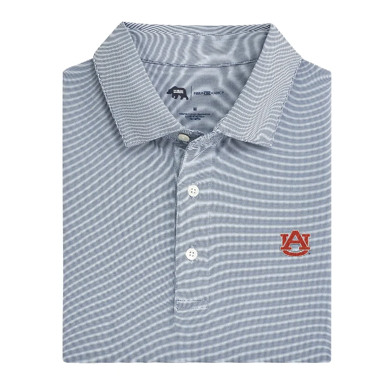 men's vintage polo shirts-Hairline Stripe Auburn Performance Polo