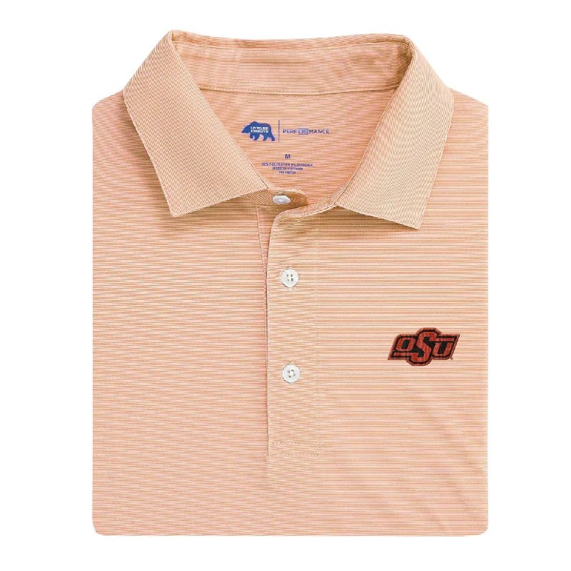 men's luxury polo shirts-Hairline Stripe Oklahoma State Performance Polo