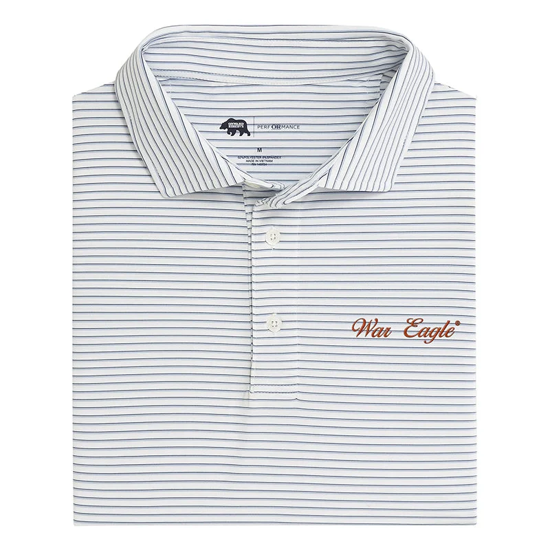 men's color block polo shirts-War Eagle Vintage Script Scout Stripe Performance Polo