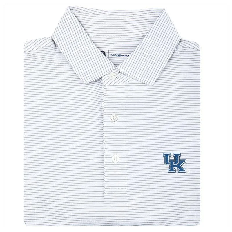 men's fashion polo shirts-Kentucky Birdie Stripe Performance Polo