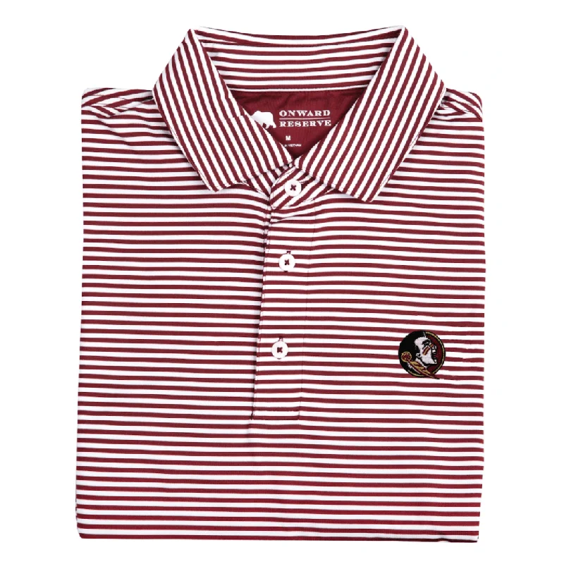 men's innovative polo shirts-Pro Stripe FSU Seminole Performance Polo