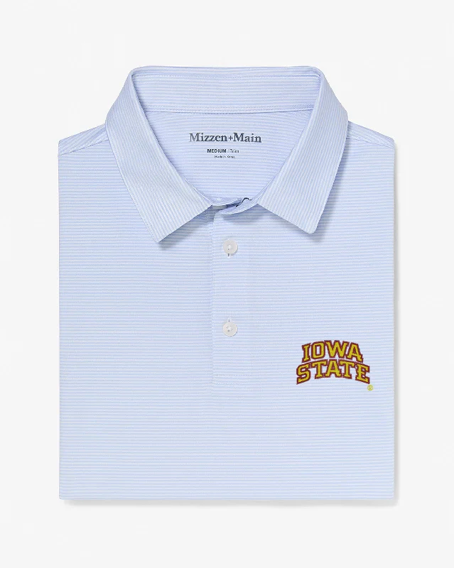 men's party polo shirts-Light Blue White Stripe