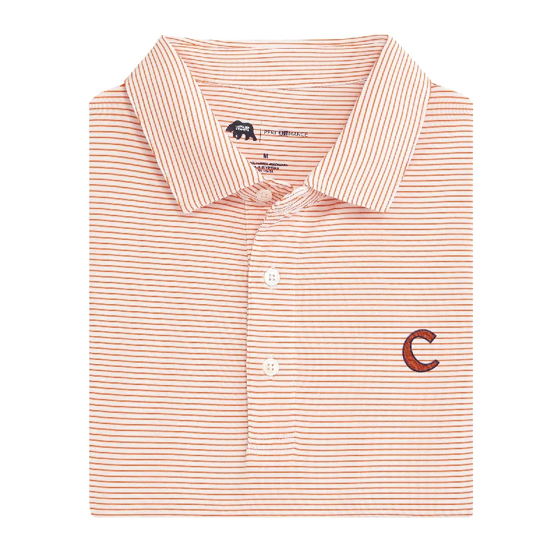 men's popular polo shirts-Birdie Stripe Clemson C Polo