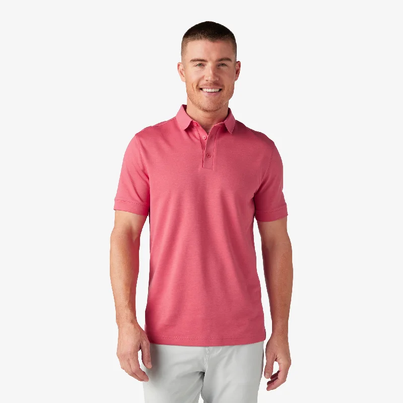 men's long sleeve polo shirts-Red Clay Solid