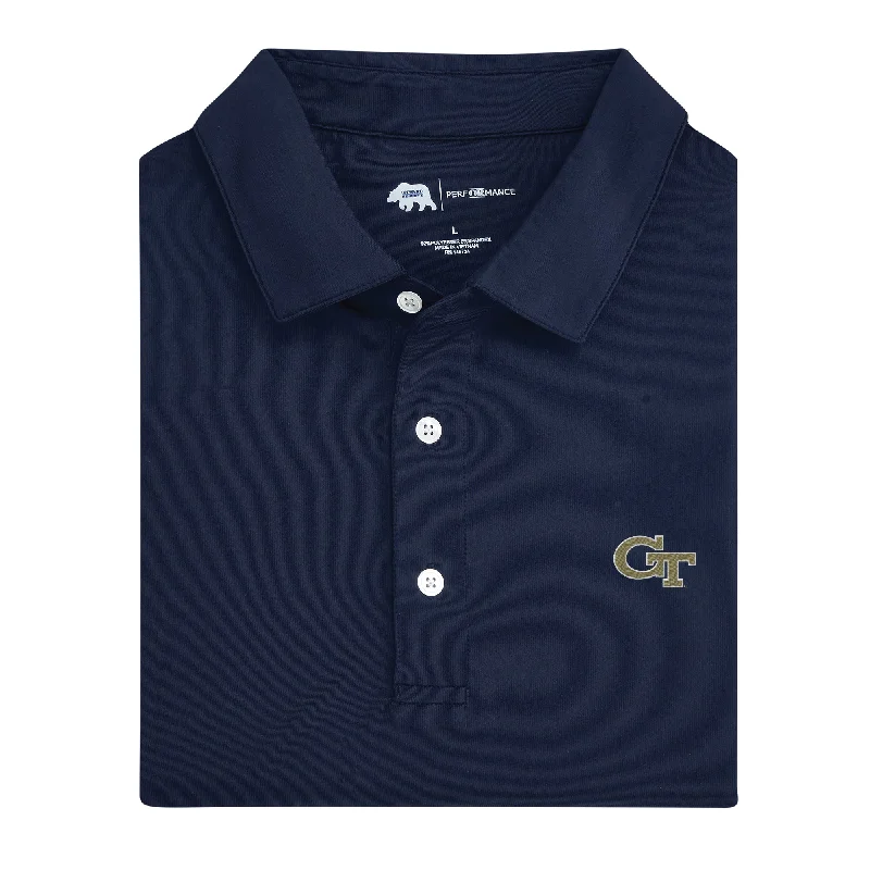 men's bold polo shirts-Solid Georgia Tech Performance Polo