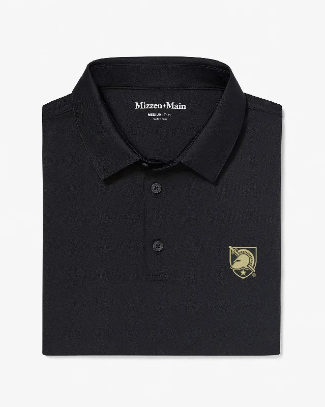 men's short sleeve polo shirts-Black Solid