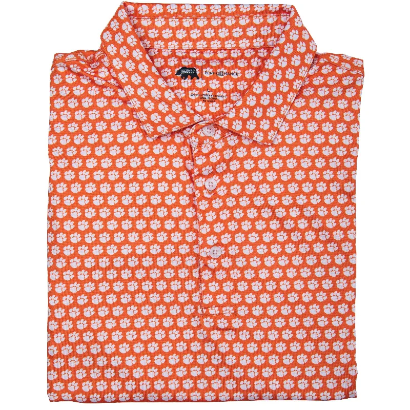 men's business casual polo shirts-Clemson Printed Performance Polo