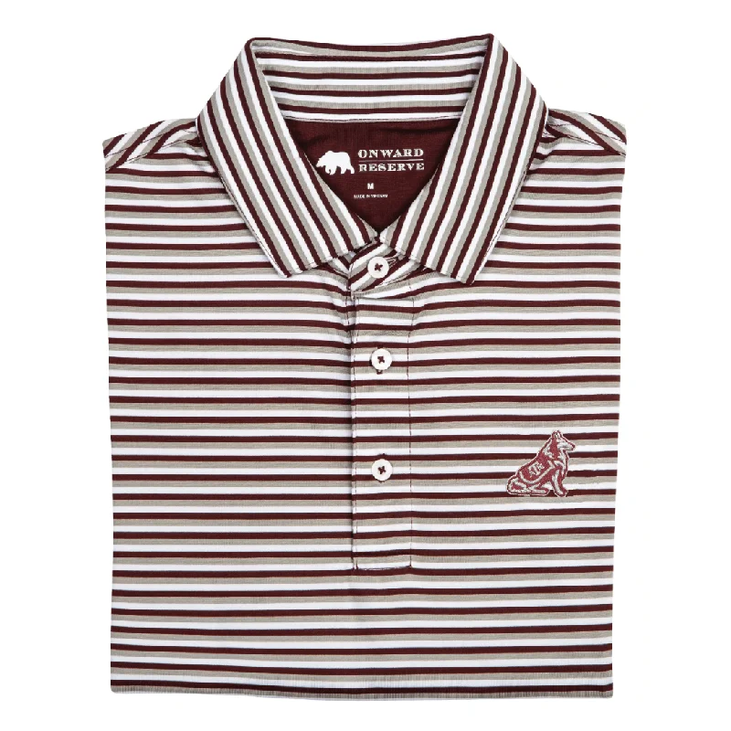 men's modern polo shirts-Triple Stripe Reveille Performance Polo