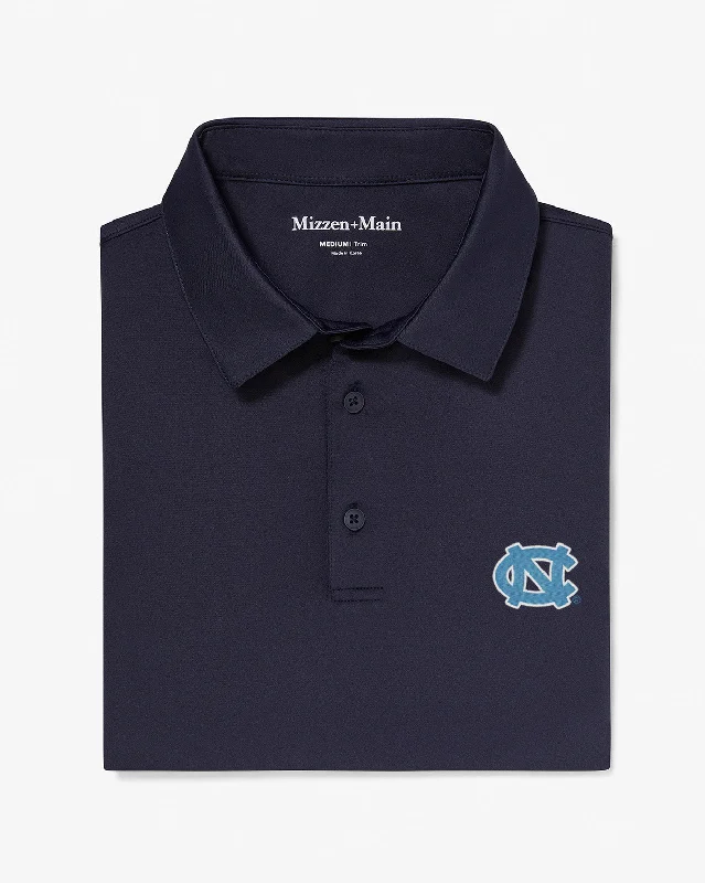 men's tech fabric polo shirts-Navy Solid