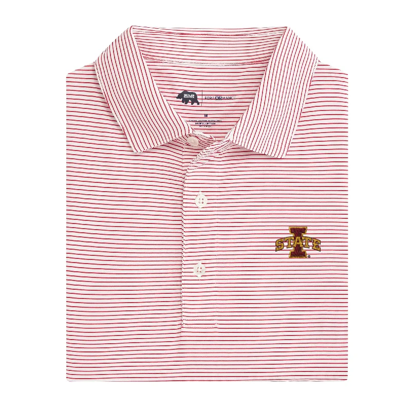 men's sporty polo shirts-Birdie Stripe Iowa State Performance Polo