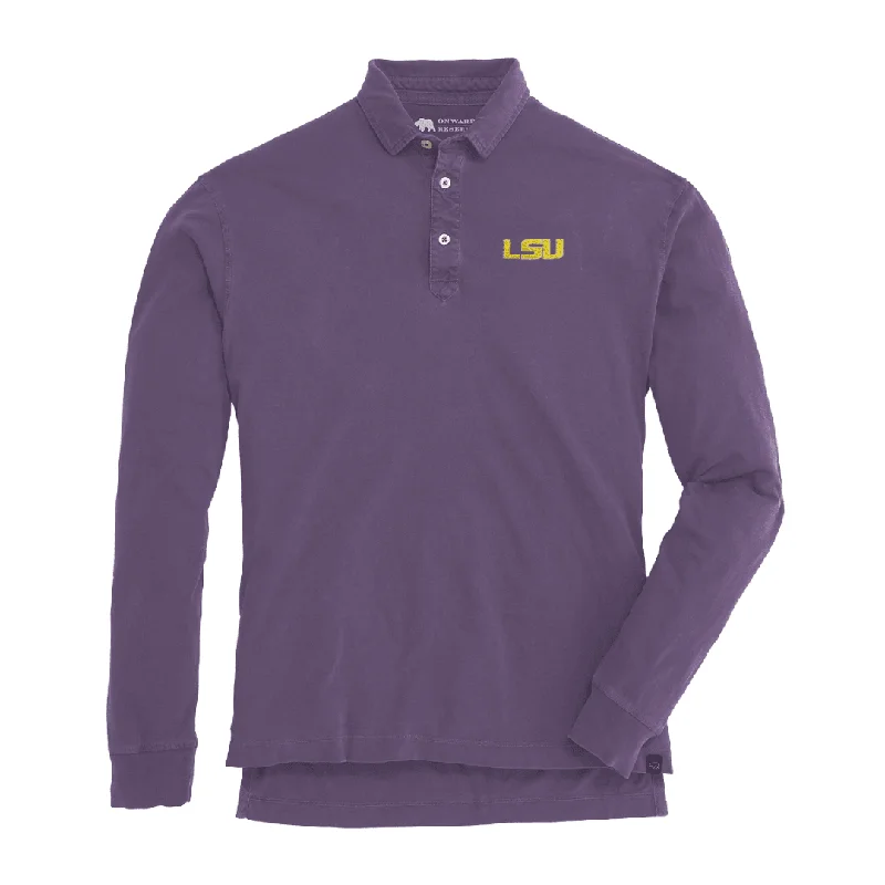 men's beach polo shirts-LSU Perry Long Sleeve Polo