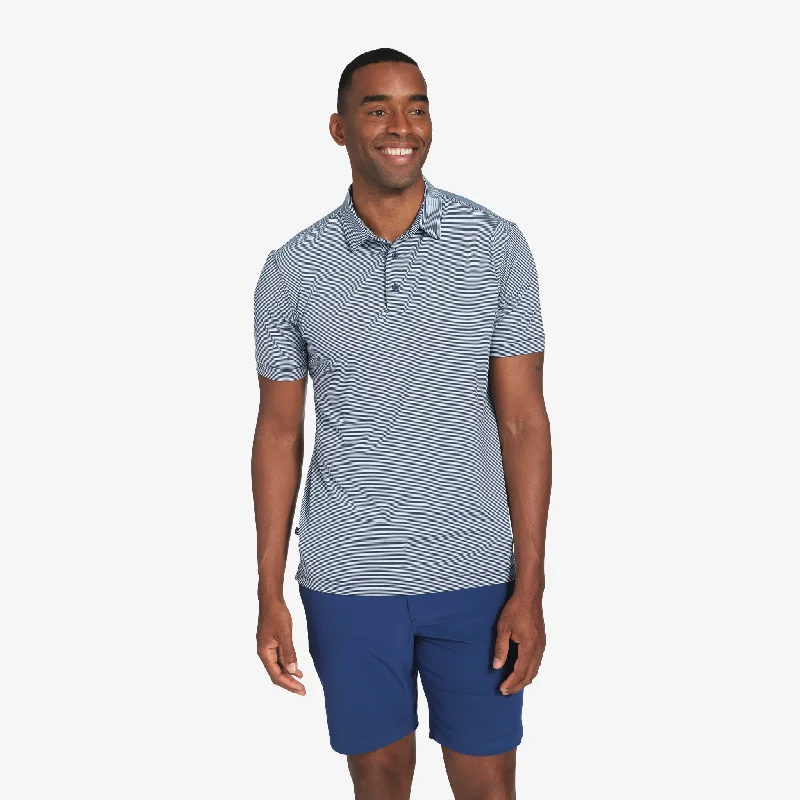 men's seamless polo shirts-Navy Light Blue Stripe