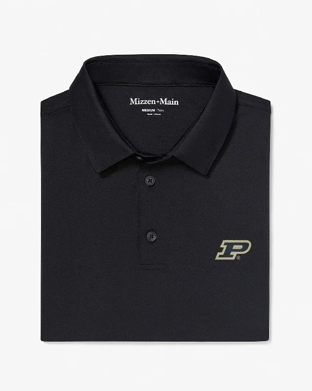 men's sporty polo shirts-Black Solid