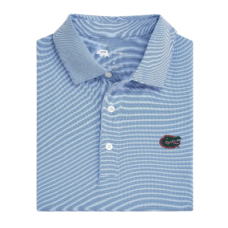 men's affordable polo shirts-Hairline Stripe Florida Gator Performance Polo